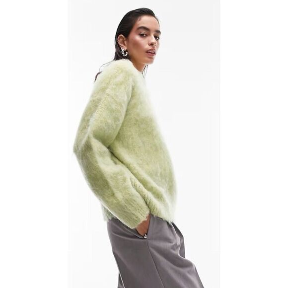TopShop Fluffy Sweater In Green Size XS‎ (A11) - Picture 1 of 9